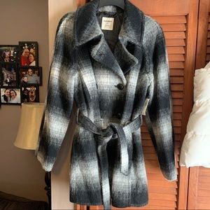 Old Navy WOMENS LARGE Grey/Black/White Wool Coat